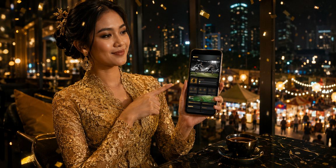 Pengguna melakukan taruhan olahraga sambil menikmati kopi pagi di kafe Jakarta